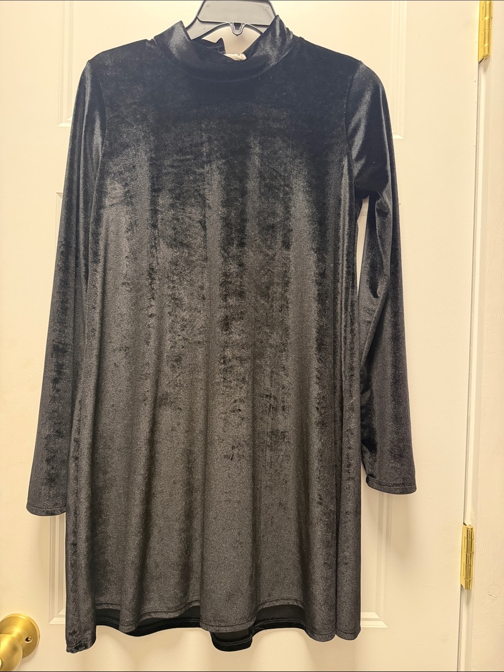 Black Velvet Long-Sleeve A-Line Dress